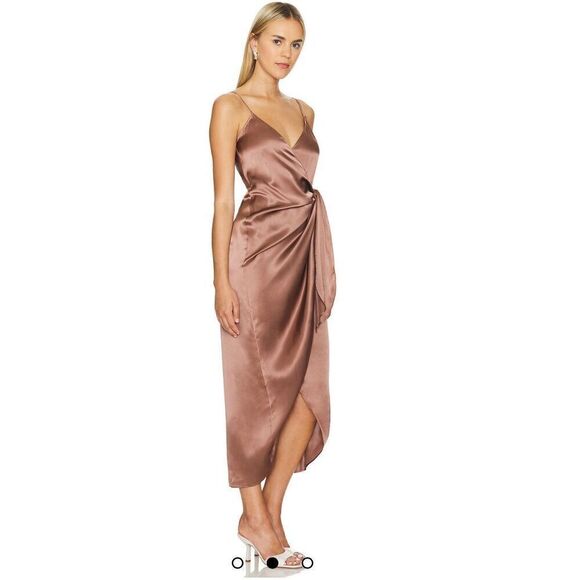 L'AGENCE Amilia Cami Silk Wrap Dress in Sparrow NWT Size 6 - Picture 2 of 7